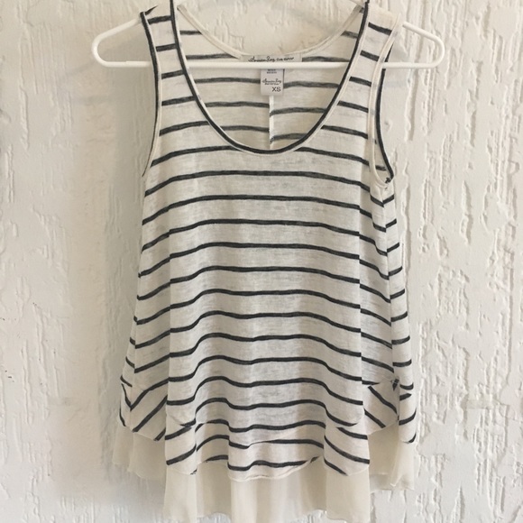 American Rag White and Black Striped Top Size XS - Picture 1 of 4